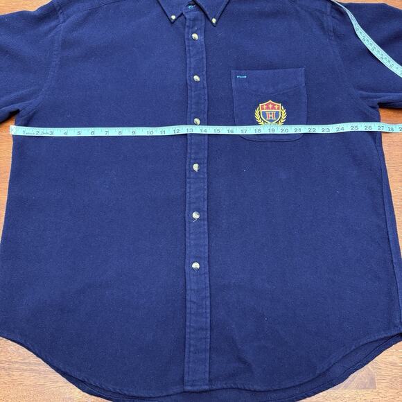 Vtg Tommy Hilfiger Wool Blend Blue Button Down Shirt Pocket Crest Men's XL - Picture 7 of 12